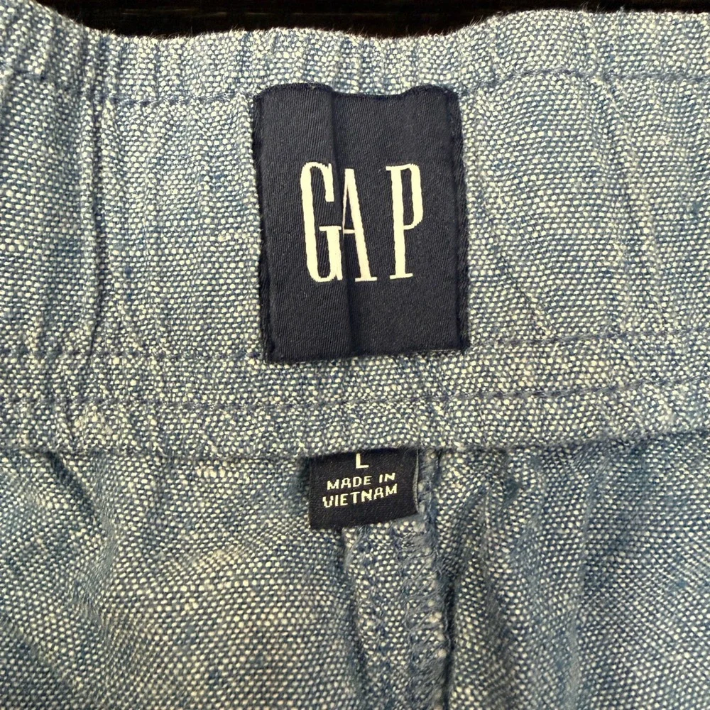 Gap Womens Light Blue Linen Blend Drawstring Elastic Waist Shorts Size L